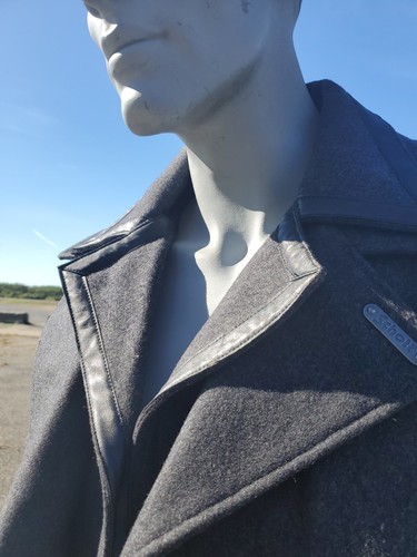 Schott nyc Wool Blends & Leather Naval Short P -Coat Voyager NEWT Charcoal Grey - Picture 5 of 12