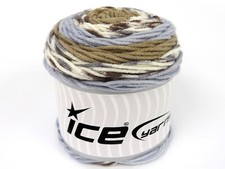 2-Skein Lot Cakes Yarn Light Acrylic 2x140g/225m Blue Brown White