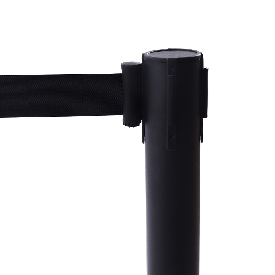 4 PCS Crowd Control Barrier Queue Poles Black Retractable Belt