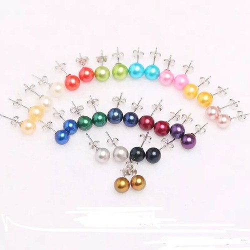 2 Pair Fashion Natural Freshwater Pearl Stud Earrings Party Women And Girls - Bild 2 von 60