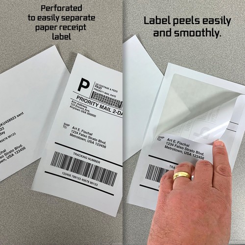 25 Laser Ink Jet Etiketten PayPal mit Abreißbeleg - Perfekt für eBay Versand! - Bild 3 von 5