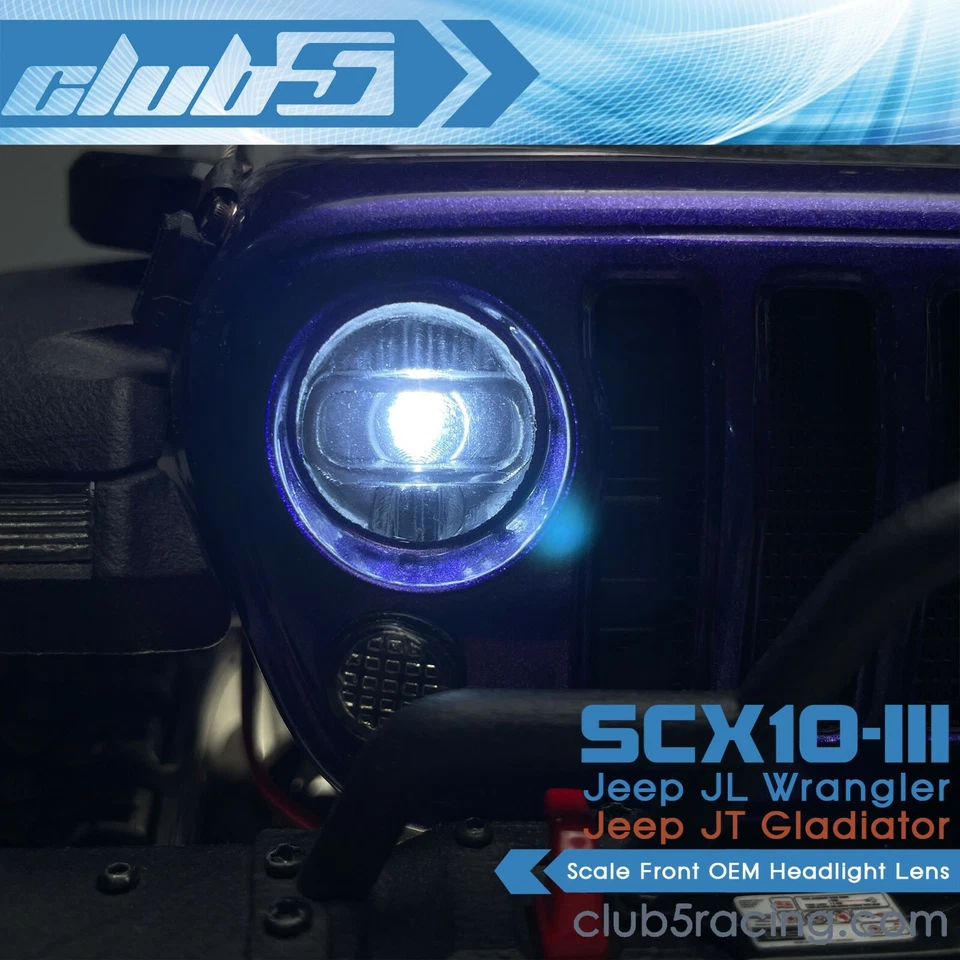 Scale OEM Front Headlight Lens for SCX10 III Jeep JL Wrangler / JT Gladiator - Image 4 of 4