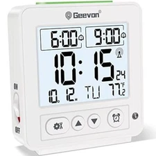 Geevon Small Atomic Travel Alarm Clock with Auto/8s Backlight, 2 Alarm Settings,
