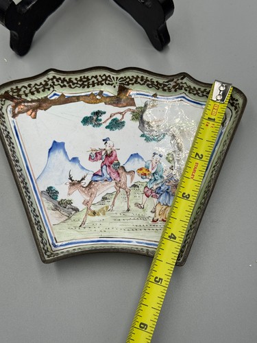 Antique 18th c Chinese Qianlong Period Cloisonne Canton enamel Plate 6 1/2" - Picture 10 of 10
