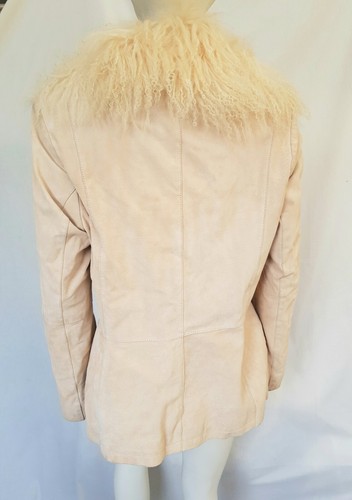 Real suede Mongolian fur Afghan Penny lane style jacket size 16 - Picture 2 of 7