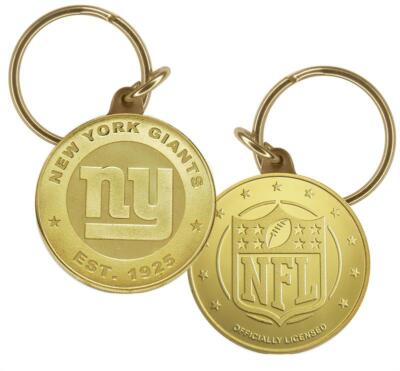 New York NY Giants NFL Football Coin Keychain Highland Mint USA Gold Tone Logo 