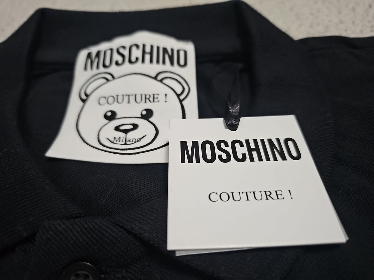 NEW MOSCHINO Couture Embroidered Toy Bear Logo Jet Black NEW MOSCHINO Couture Embroidered Toy Bear Logo Jet Black
