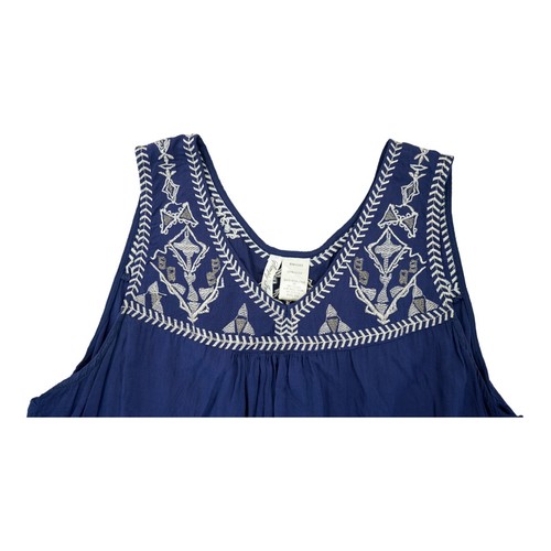 Simply Irresistible Tank Top Extra Large Blue Boho Semi Sheer V Neck - Picture 3 of 4