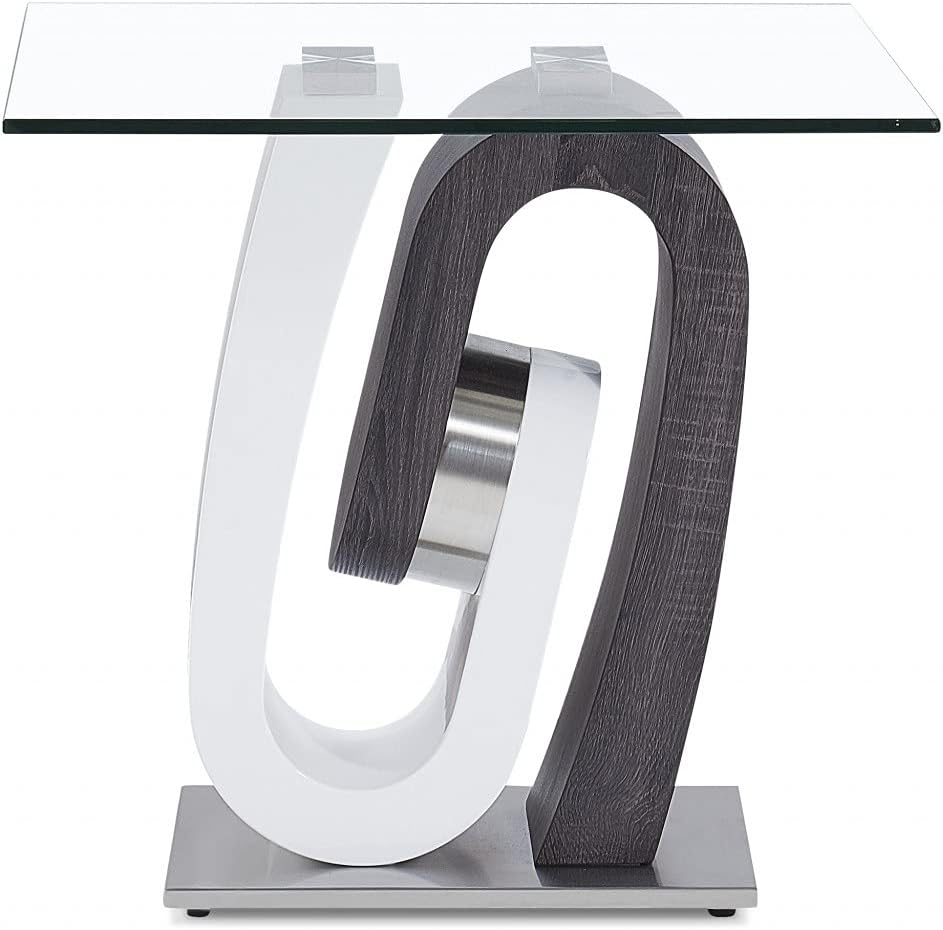 White And Dark Grey Ultra Modern Glass Top End Table White And Dark Grey Ultra Modern Glass Top End Table