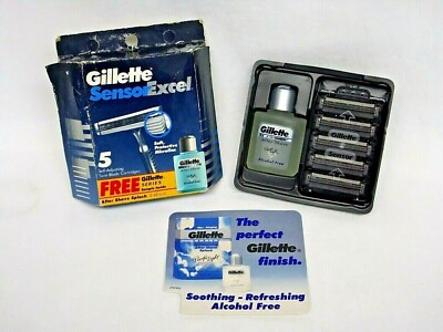 Gillette Sensor Excel Men Razor Blade Refill 5 Cartridge Aftershave Sample 1993