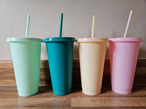 24 fl oz/ 710ml Blank Plastic Cold Cup With Lid & Straw - Picture 2 of 126