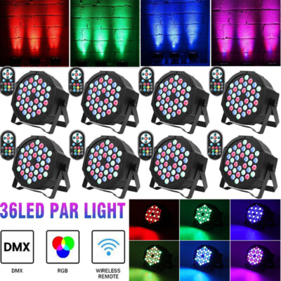 36LED RGB Par Can Light 108W Strobe Stage Effect Lighting Party Disco DJ Remote