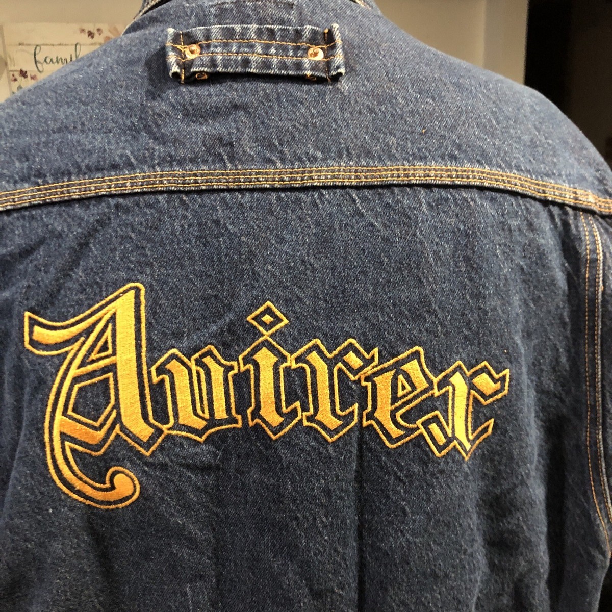 AVIREX　EMBROIDERY DENIM JAKET Vintage AVIREX USA Denim Jacket Size XL Blue Jean Style 90s