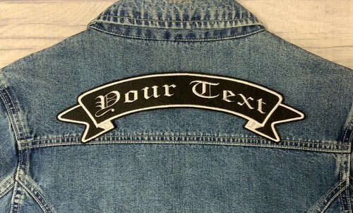 11 3/4" TOP & BOTTOM RIBBON OLD ENG. FONT PATCH BIKER CUSTOM EMBROIDERED PATCHES - Picture 4 of 6