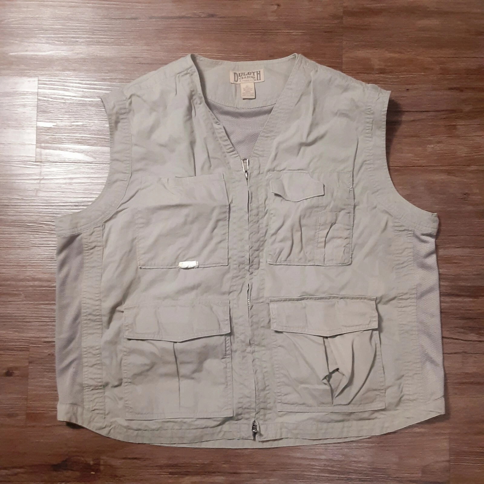 Duluth Trading Co Men's gray Fishing Vest Cargo Work Jacket XL