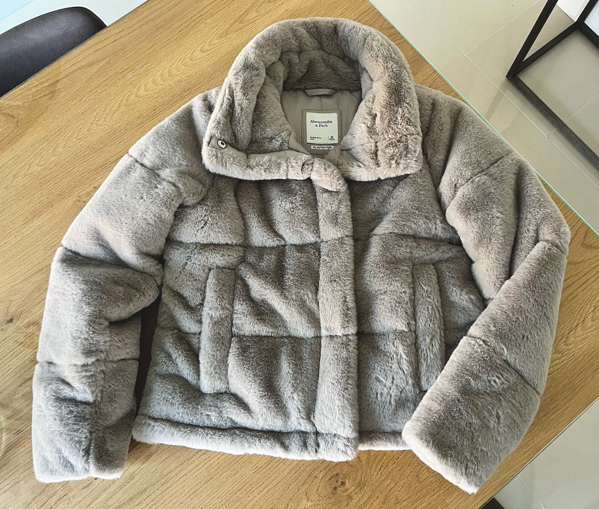 Abercrombie and Fitch Faux Fur Jacket Size M Grey