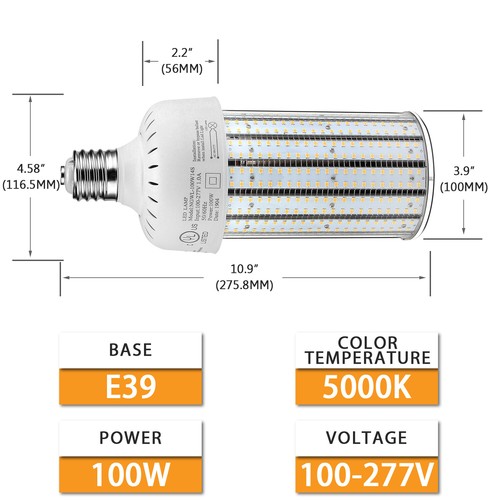 250W 300W LED Corn Cob Light Bulb Replacement 1200W MH Mogul Base Corn LED Bulb - Picture 5 of 13