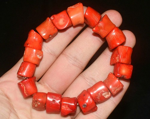 3.9'' Rare Unique Old Chinese Red Coral Jewellery Jewels Bracelet Bracelets - Picture 6 of 6