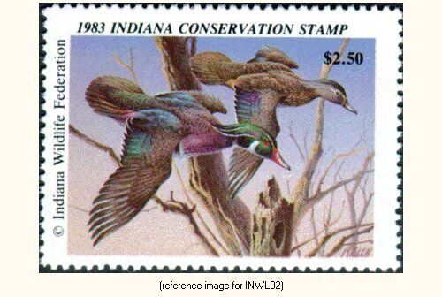 D2K Indiana Wildlife Federation 1983 $ 2,50 Stempel Holzente