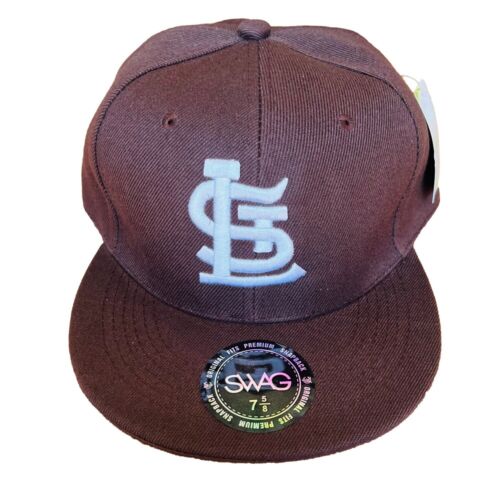St. Louis Cardinals Baseball Cap Fitted Hat Flat Brim Dark Brown Size 7 5/8 *New