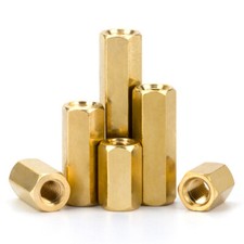 Brass UNC 1/4-20 Female Threaded Hex Studs Standoff Spacer Pillar Hexagonal Nuts