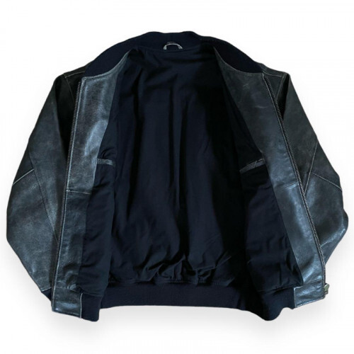 Marlboro Back Logo Cowhide Varsity Jacket in Black, Size:F Marlboro Back Logo Cowhide Varsity Jacket in Black, Size:F