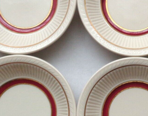 Shenango China Restaurant Ware Ribbed Plates Maroon Gold 6 1/2" -Set 10 - Picture 3 of 7