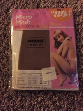 Vintage Lady Brevoni Micro Mesh Suntan pantyhose w/ size Average New Old Stock