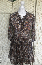 Size M 10 Mango Paisley Cotton Fit & Flare Cotton Skater Full Skirt Dress