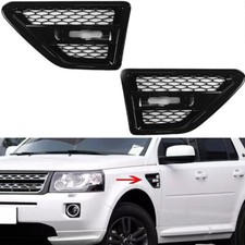 2x/Set Gloss Black Side Wing Air Intake Grille Vent For Land Rover Freelander 2