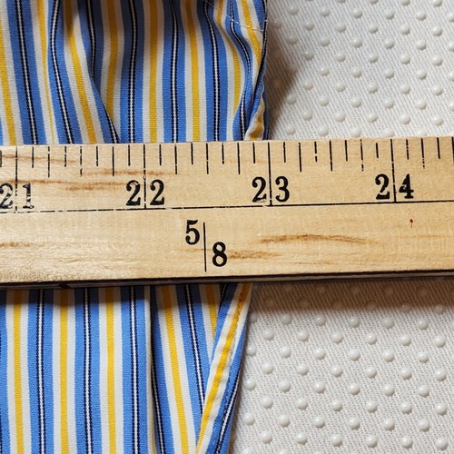 Ralph Lauren Mens Shirt Medium Blue Yellow Stripe Classic Fit Blue Pony Cotton - Picture 9 of 11