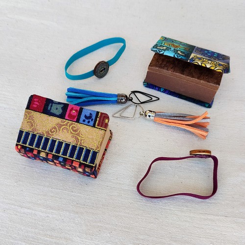 Miniature Hardcover Journals. Matchbox Fabric Hand Bound Memo Pads. Pen Gift - Picture 20 of 23