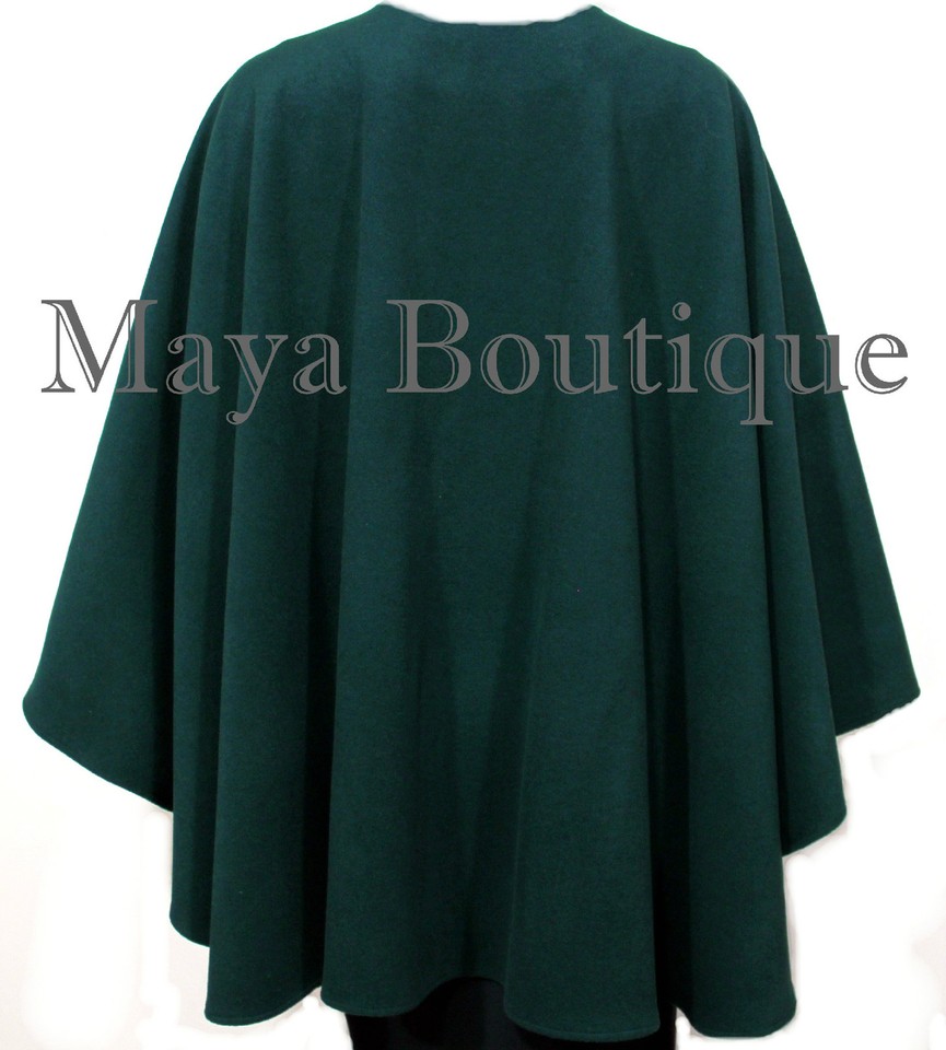Forest Green Cape Ruana Wrap Coat Cashmere Wool Blend Maya Matazaro USA ...