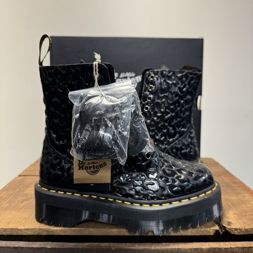 Dr Martens Jadon X-Girl Collab Black Leopard Emboss Combat Boots Women’s 7 US - Picture 2 of 10