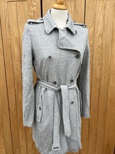 Max Studio Women's Coat Grey Jersey Maxmara Trench Coat Uk 8 34'