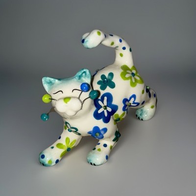 Amy Lacombe/Willitts Designs Floral Cat Figurine Rhinestone Beaded Whiskers 2005