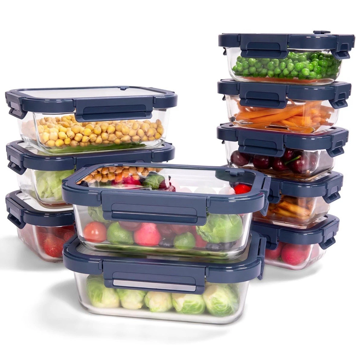 BOROHOUSE 10Pack Glass Food Storage Containers with Tempered Lids – Borosilic...