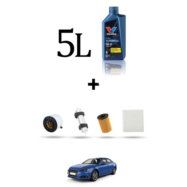 Hoffcar Wartungsset 4 Filter Und 5L ÖL FüR Audi A4 (B9, 8W) 2.0 Tdi 100KW Ab 2-image