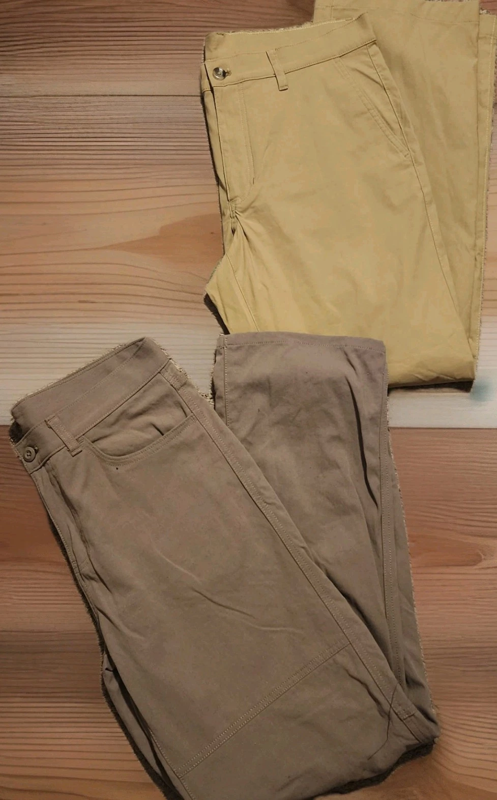 Lot Of 2 Eddie Bauer Hiking Pants Mens Size 33 X 30 Outdoors Brown Stretch