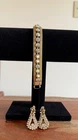 VINTAGE COSTUME JEWELRY BRACELET MARKED WEISS AB STONES & CLIP ON DROP EARRINGS