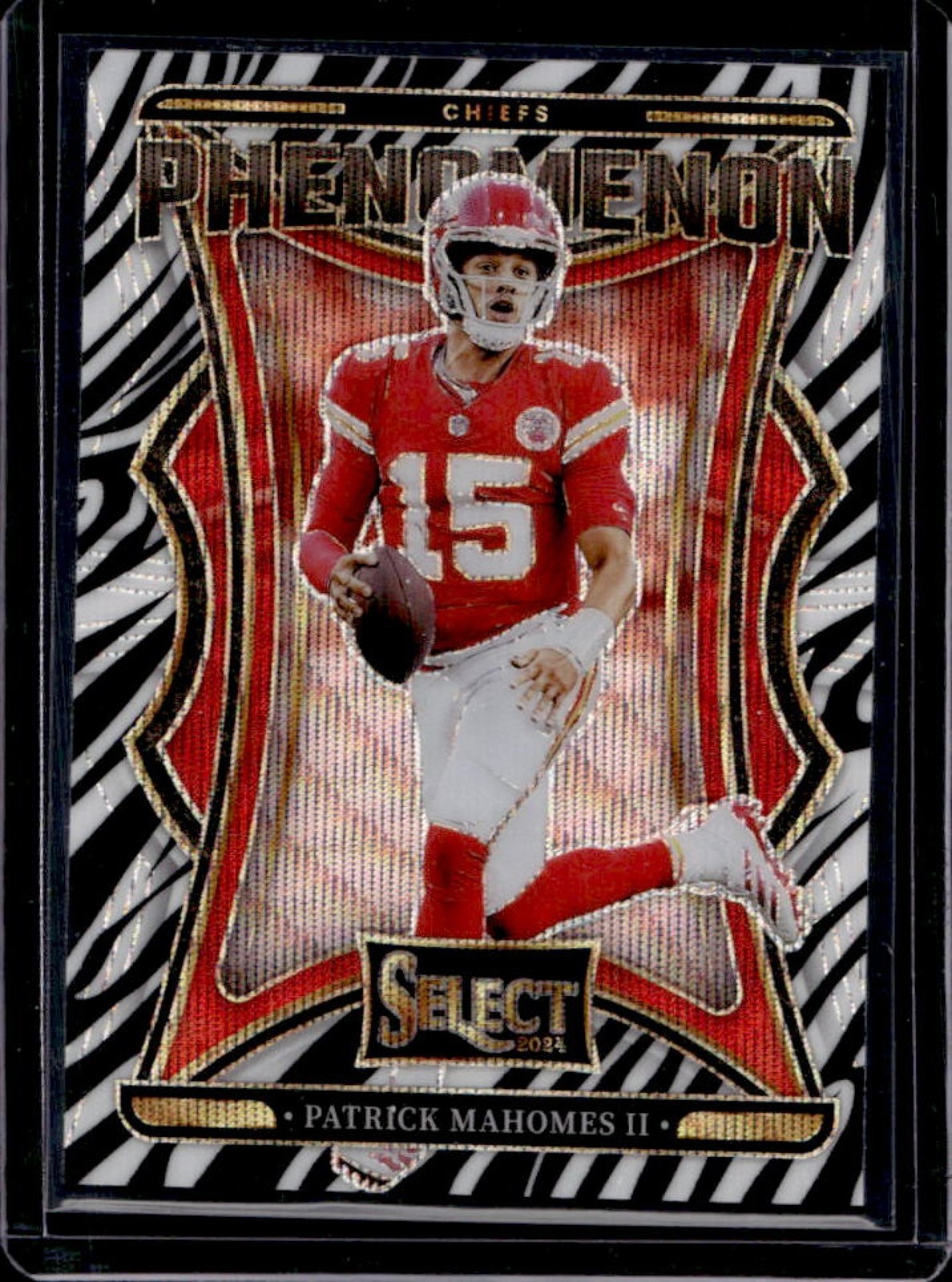 2024 Panini Select Patrick Mahomes II Phenomenon Zebra Prizm #17 Chiefs