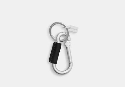 COACH CCW07 BLACK SMOOTH LEATHER CARABINER KEY RING NEW NWT | eBay