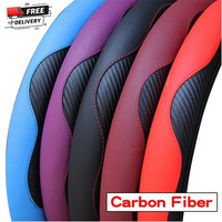 Leather Car Steering Wheel Cover Anti-Slip Universal Protector 38cm 15inch UK