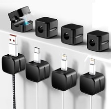 8 Pack Magnetic Cable Clips, Cord Organizer Holder Black  Adhesive Wire Keeper