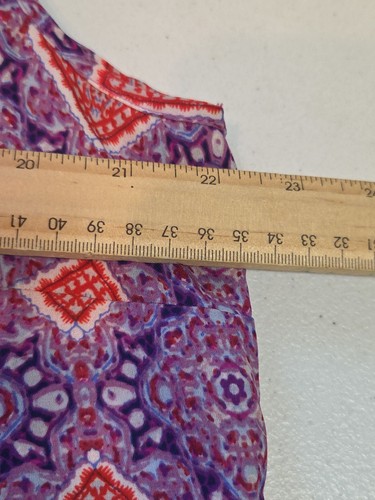 Violet + Claire 1X Popover Blouse Purple Orange Artsy Colorful Boho - Picture 8 of 10