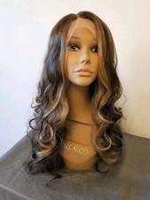 New Full Lace Front Long Brown Wavy Hair Wig With Highlights Long Hair Wig