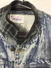FREE AGENT MENS JEAN JACKET WITH WOOL COLLAR SIZE LARGE