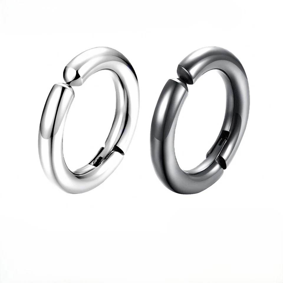 Edelstahl Fake Creolen Ohrclips Klappcreolen ohne Loch 2,5mm ( 8-16mm) Gold Silb - Bild 2 von 4