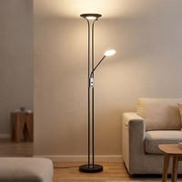 Deckenfluter Leseleuchte Stehlampe Led Flexospot Dimmbar Schwarz Glas Verchromt