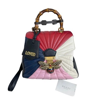 Gucci Margaret Multicolor Bamboo Bee Suede Leather Backpack Pre-Owned